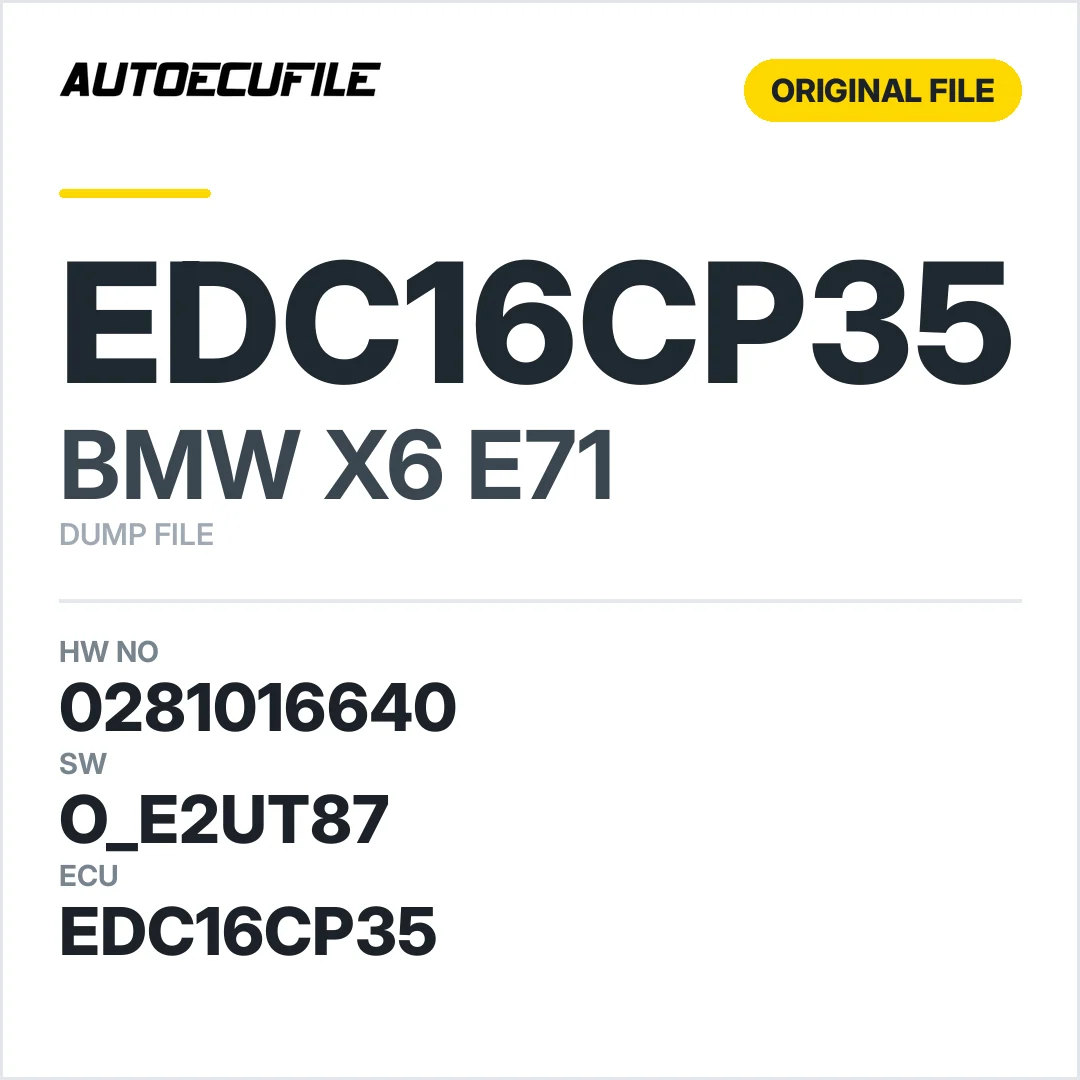 BMW X6 E71 EDC16CP35  0281016640 1037500776 O E2UT87 DUMP