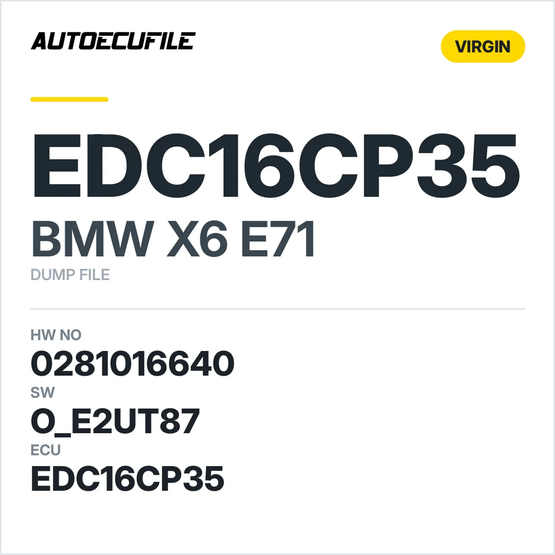 BMW X6 E71 EDC16CP35  0281016640 1037500776 O E2UT87 DUMP