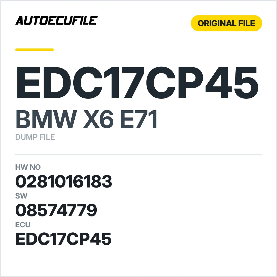 BMW X6 E71 EDC17CP45 0281016183 	08574779 1037515071 DUMP