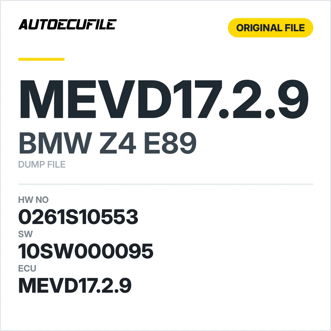 BMW Z4 E89 MEVD17.2.9 0261S10553 10SW000095 DUMP