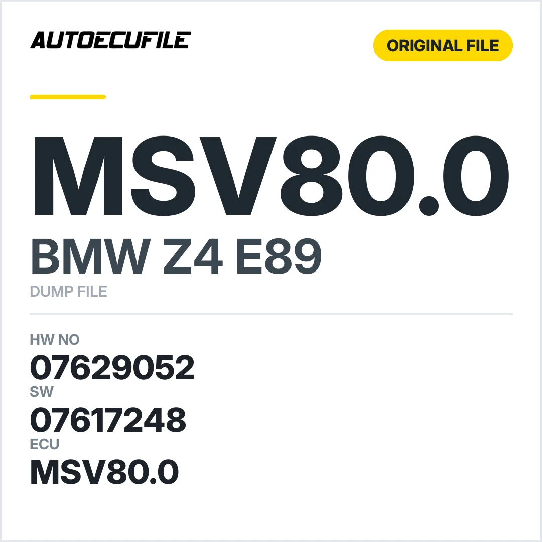 BMW Z4 E89 MSV80.0 7614359 07629052 07617248 DUMP