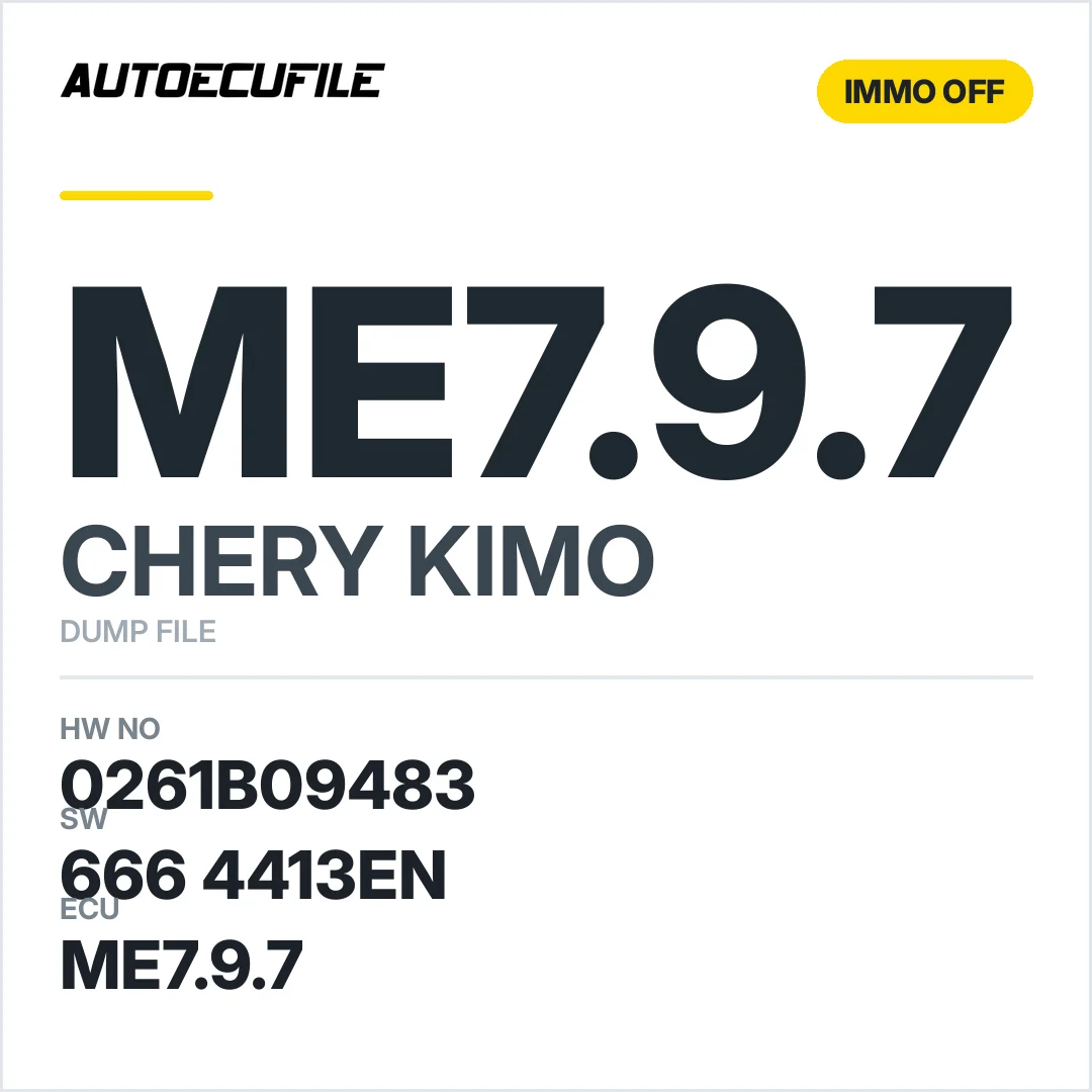 CHERY KIMO ME7.9.7 0261B09483 666 4413EN IMMO OFF DUMP