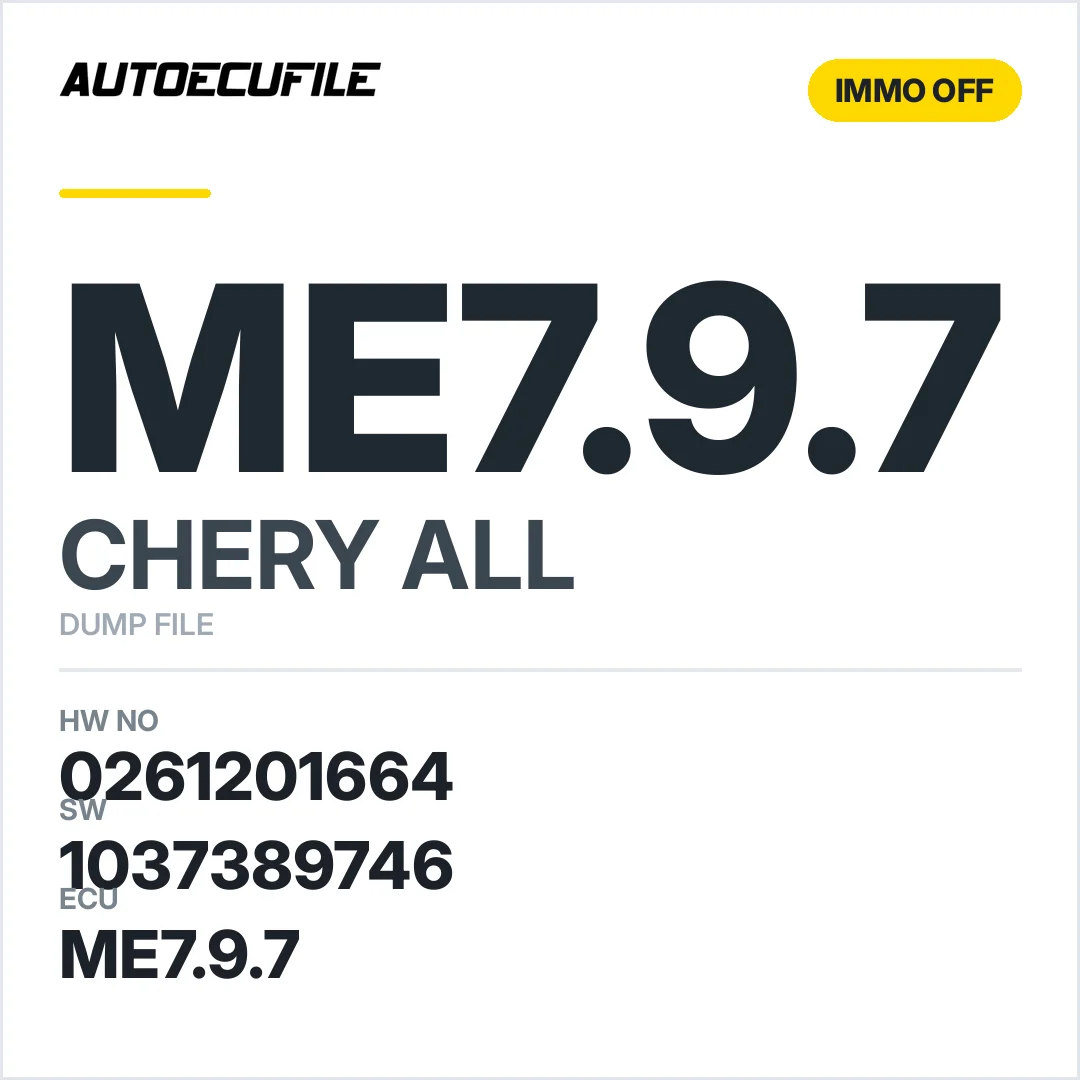 CHERY ME7.9.7 0261201664-0261201784 1037389746 IMMO OFF DUMP