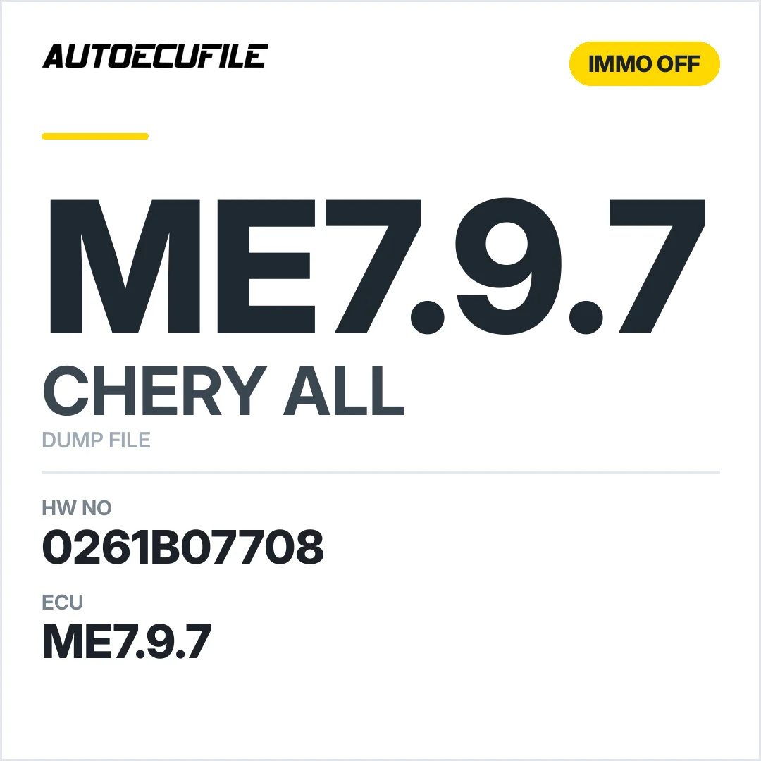 CHERY ME7.9.7 0261B07708 IMMO OFF DUMP