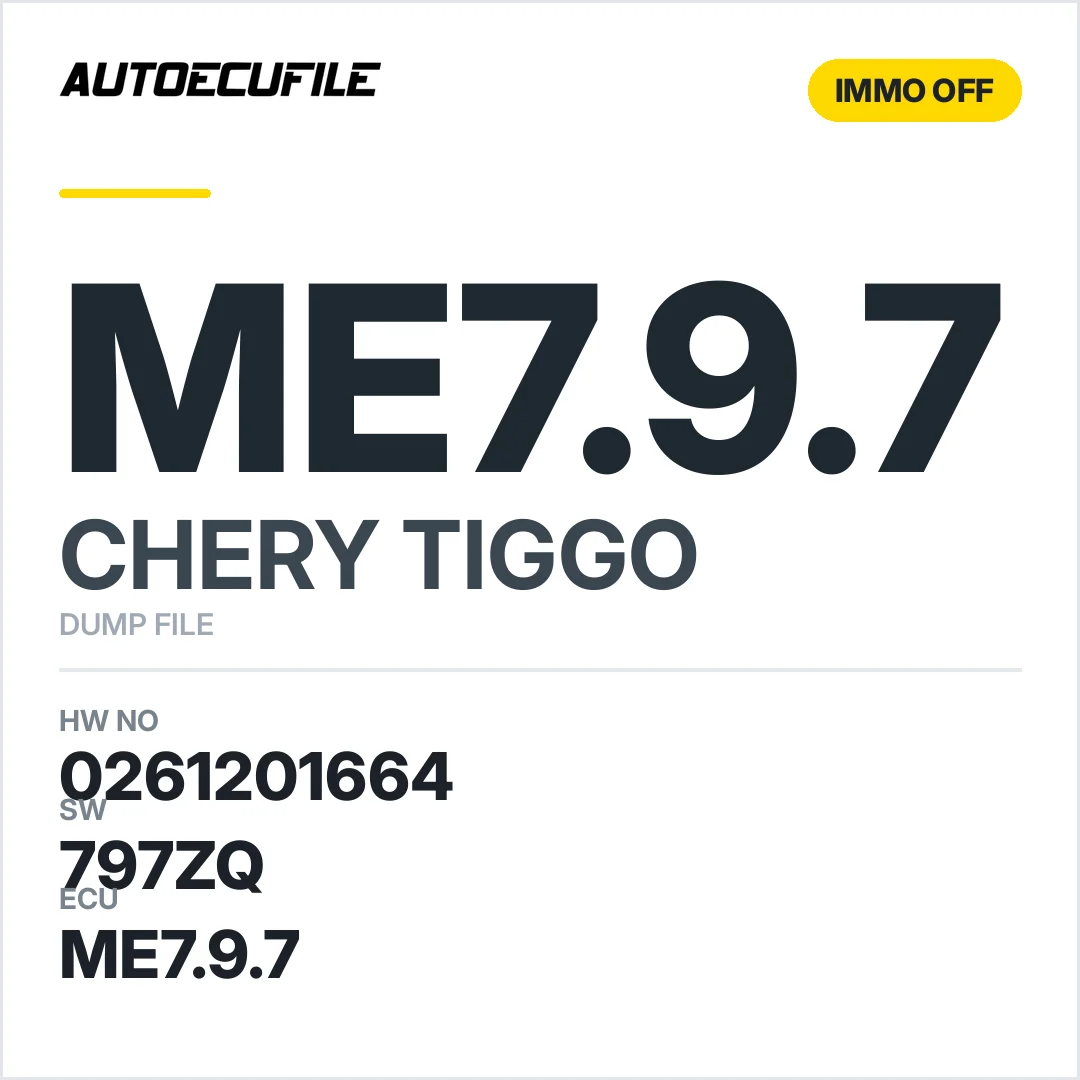 CHERY TIGGO ME7.9.7 0261201664 797ZQ IMMO OFF DUMP