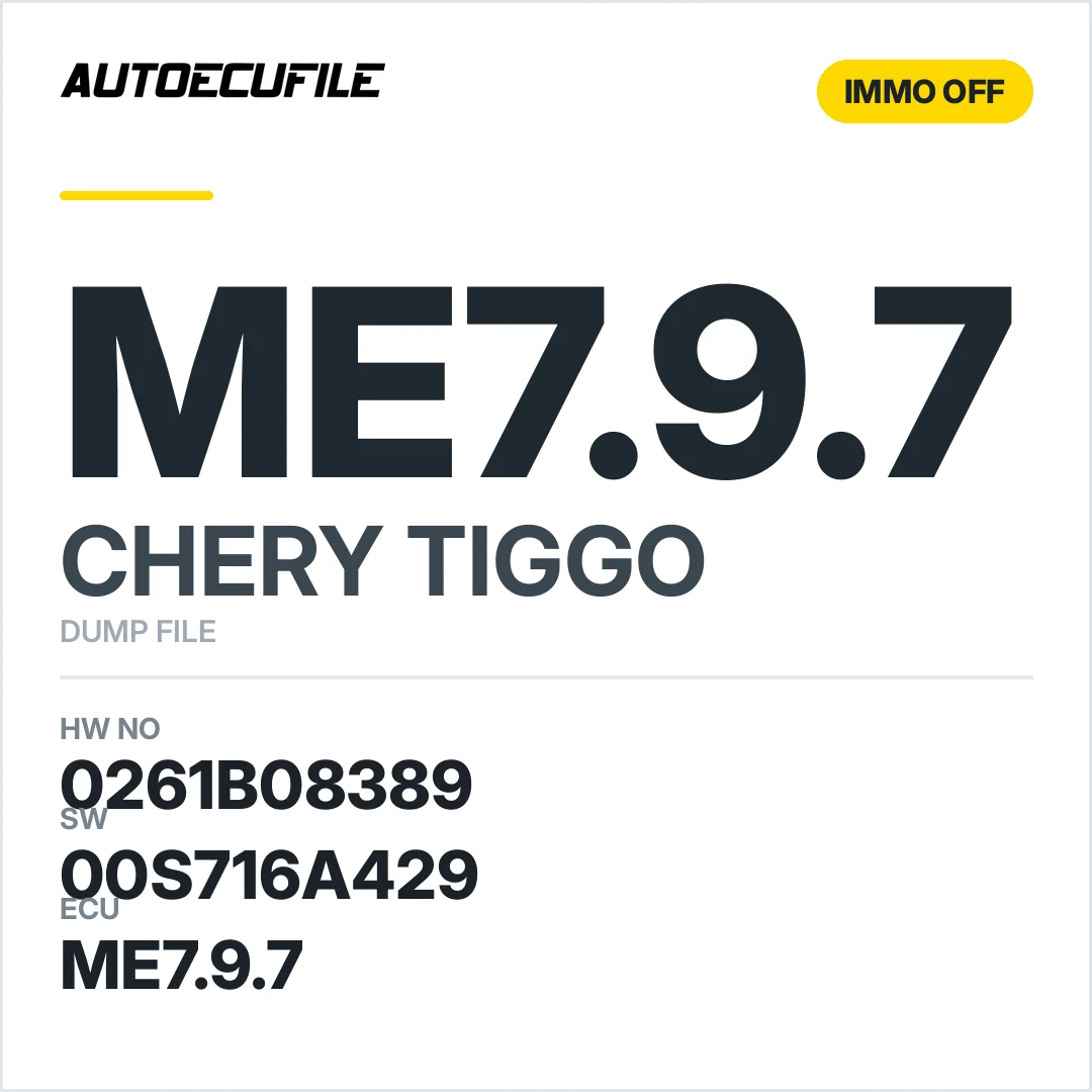 CHERY TIGGO ME7.9.7 0261B08389 00S716A429 IMMO OFF DUMP