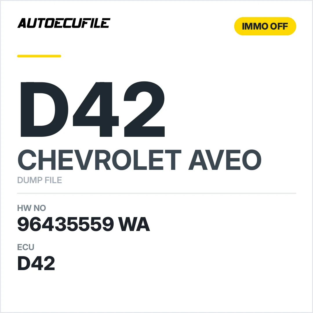CHEVROLET AVEO D42 96435559 WA 5WY1E07E IMMO OFF DUMP