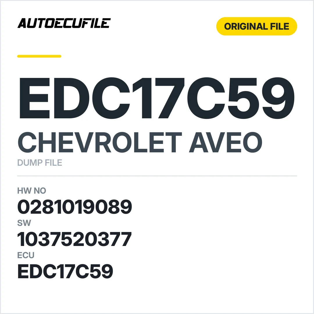 CHEVROLET AVEO EDC17C59 0281019089 1037520377 DUMP