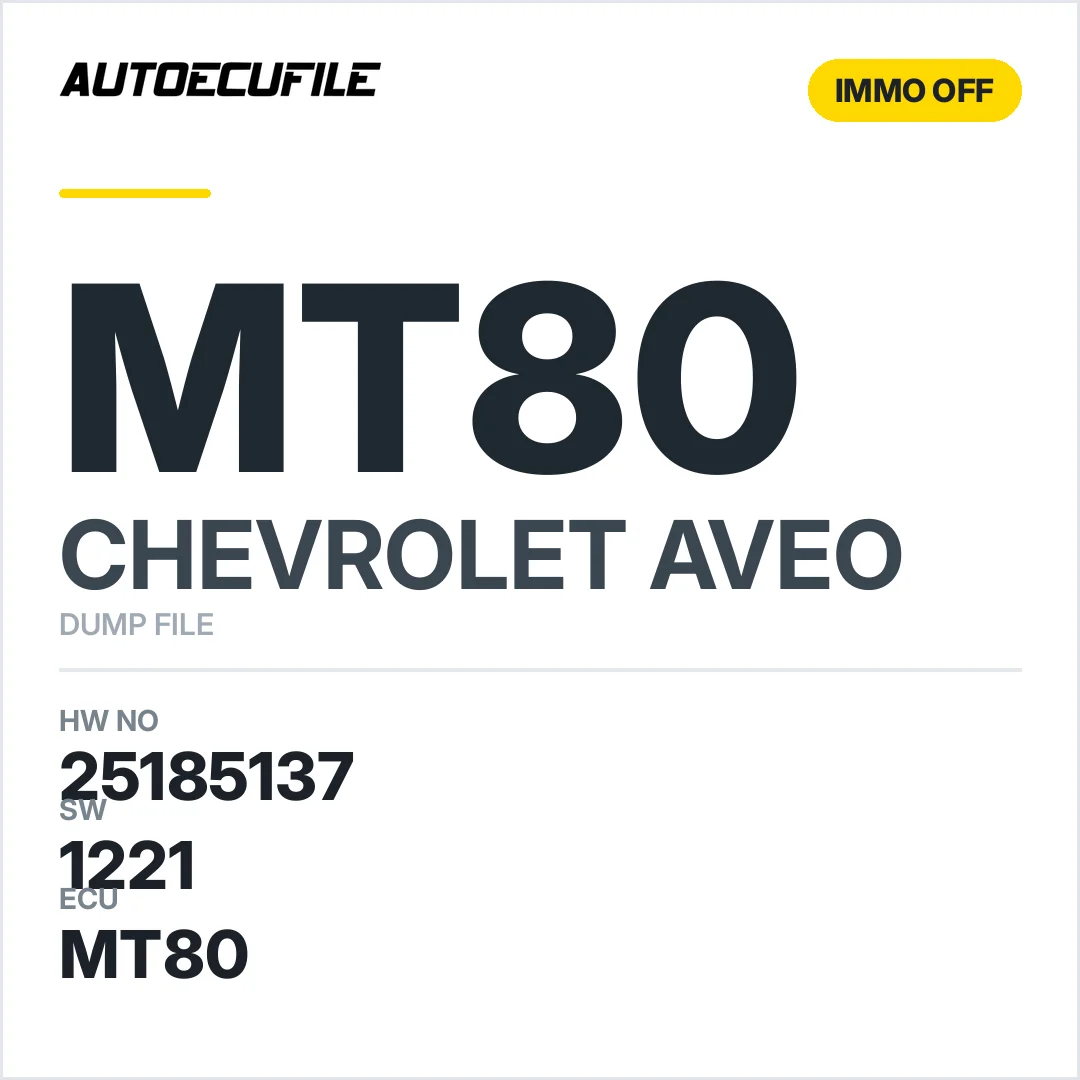 CHEVROLET AVEO MT80 25185137 GT010023 IMMO OFF DUMP