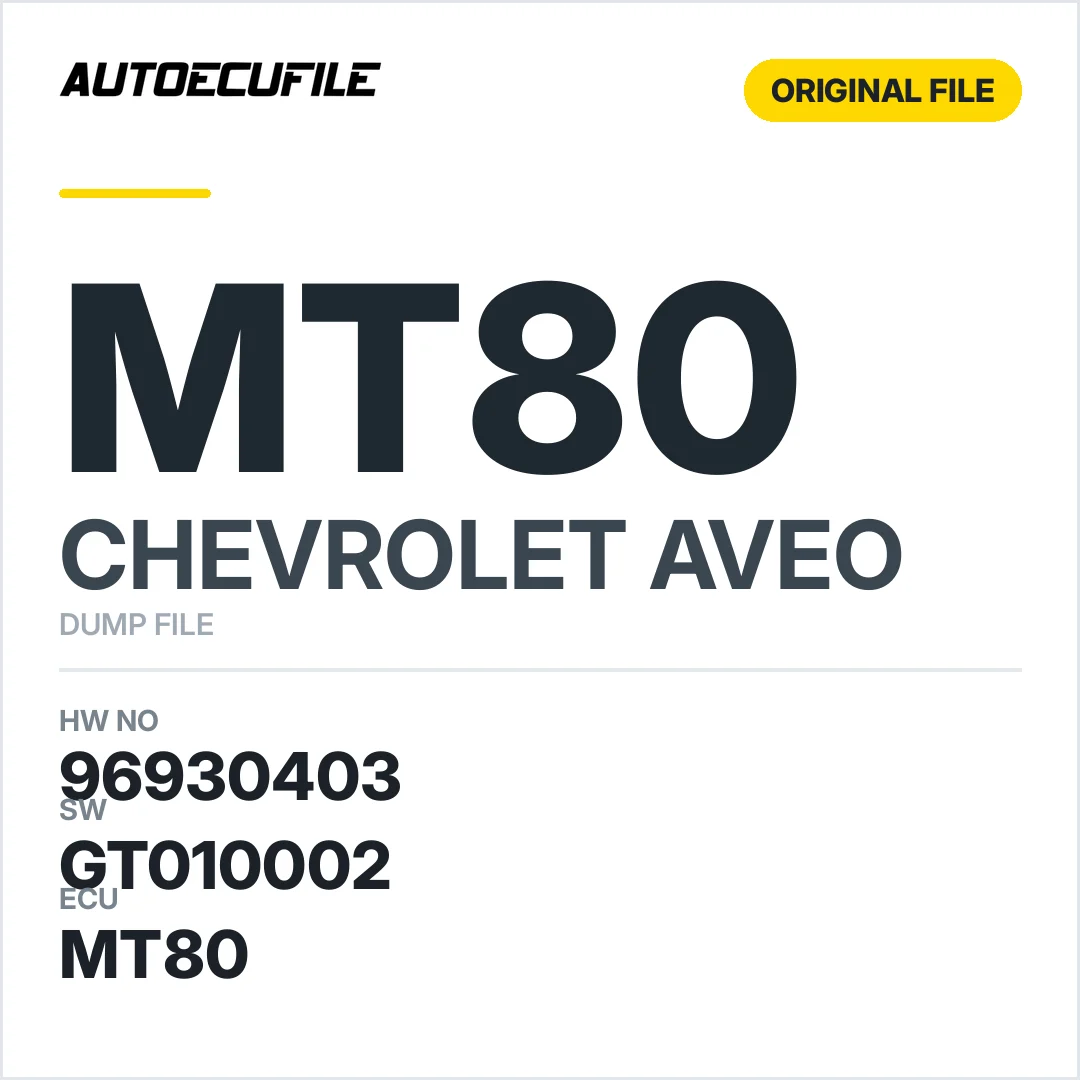 CHEVROLET AVEO MT80 96930403 GT010002 DUMP