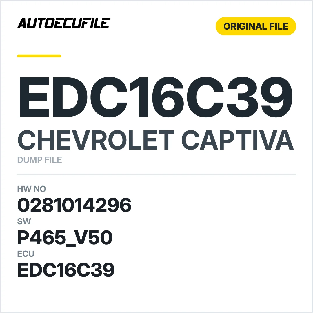 CHEVROLET CAPTIVA EDC16C39 0281014296 96858577 P465 V50 DUMP