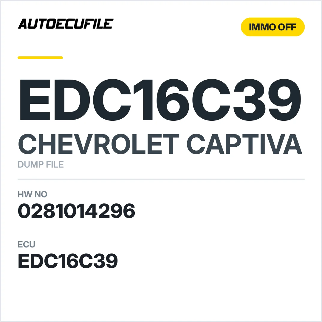 CHEVROLET CAPTIVA EDC16C39 0281014296 IMMO OFF DUMP
