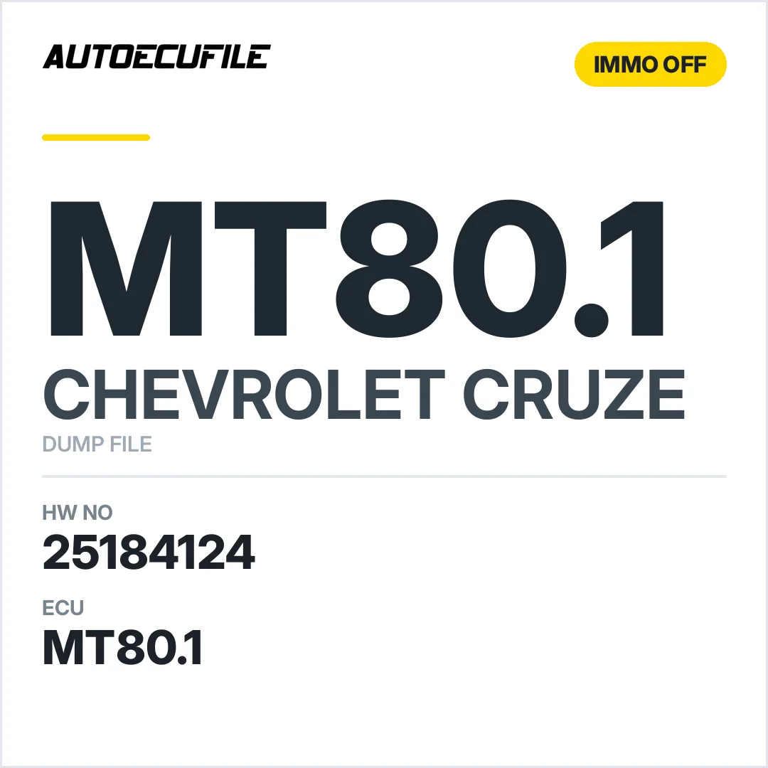 CHEVROLET CRUZE  MT80.1 25184124 IMMO OFF DUMP