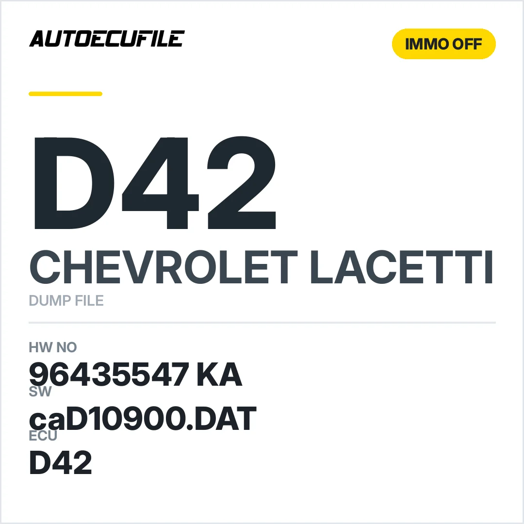 CHEVROLET LACETTI 96435547 KA 5WY1E01D caD10900.DAT IMMO OFF DUMP