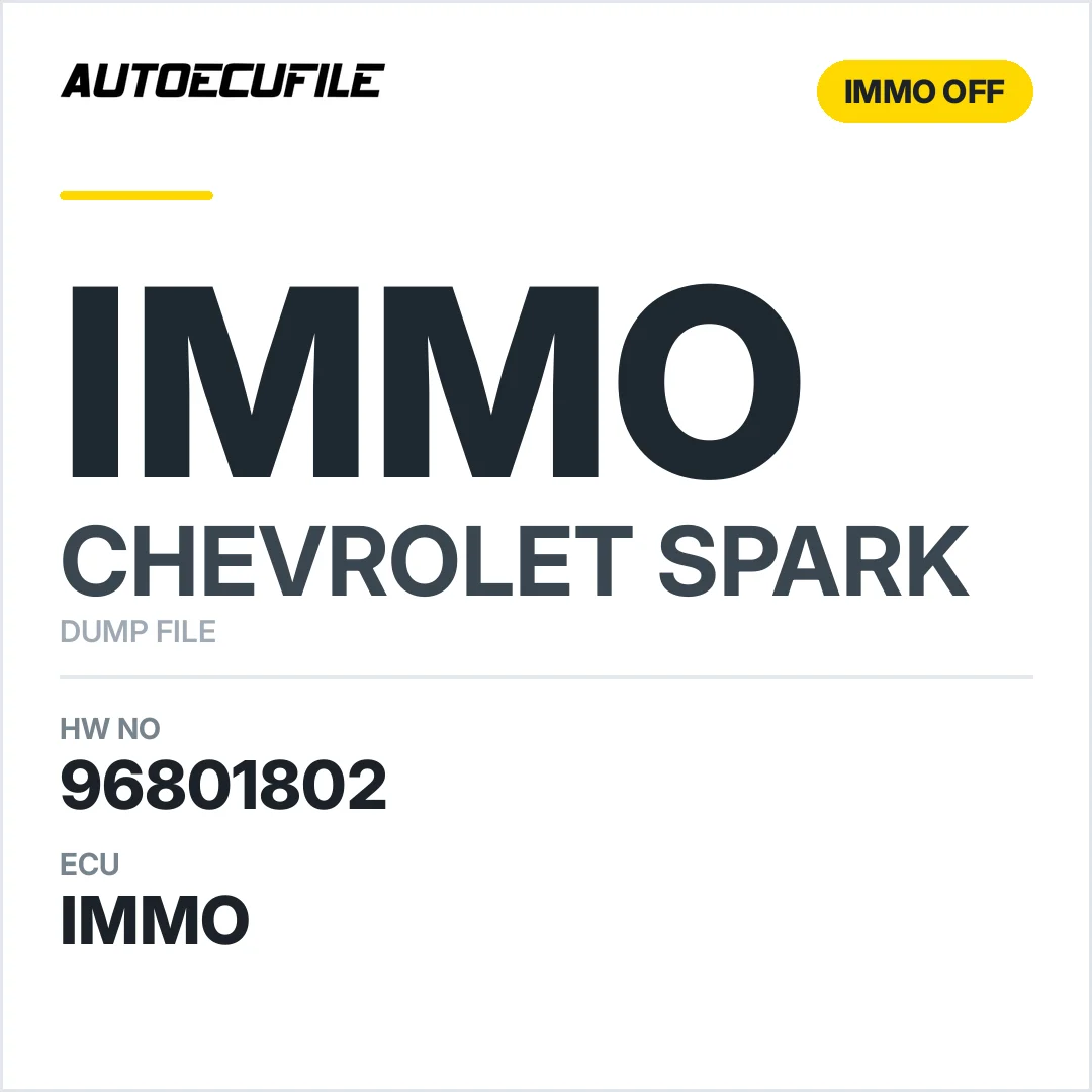 CHEVROLET SPARK D32 96801802 IMMO OFF DUMP