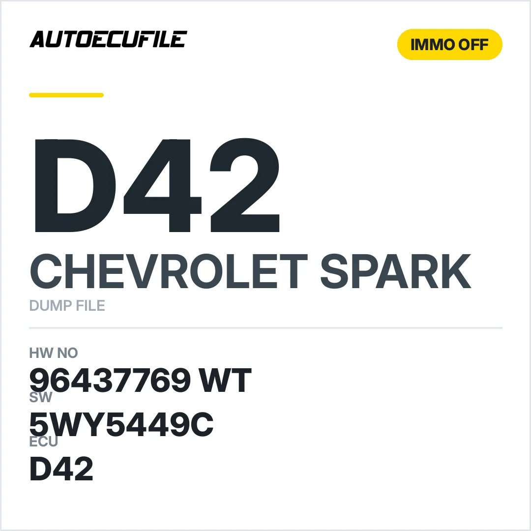 CHEVROLET SPARK D42 96437769 WT 5WY5449C IMMO OFF DUMP