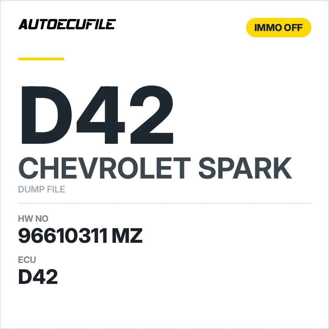 CHEVROLET SPARK D42 96610311 MZ IMMO OFF DUMP