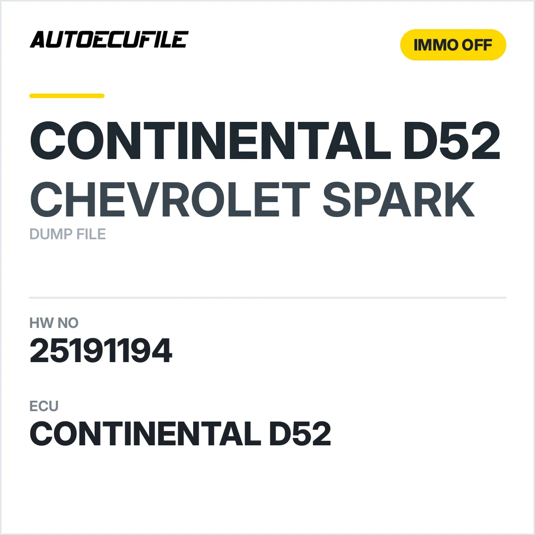 CHEVROLET SPARK D52 25191194 5WY1V29A IMMO OFF DUMP