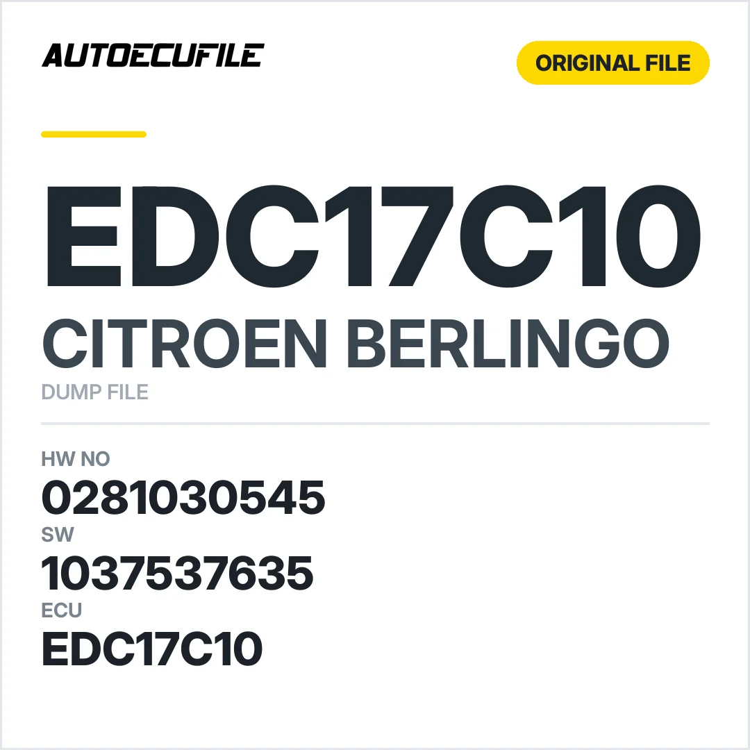 CITROEN BERLINGO EDC17C10 0281030545 1037535539 1037537635 DUMP