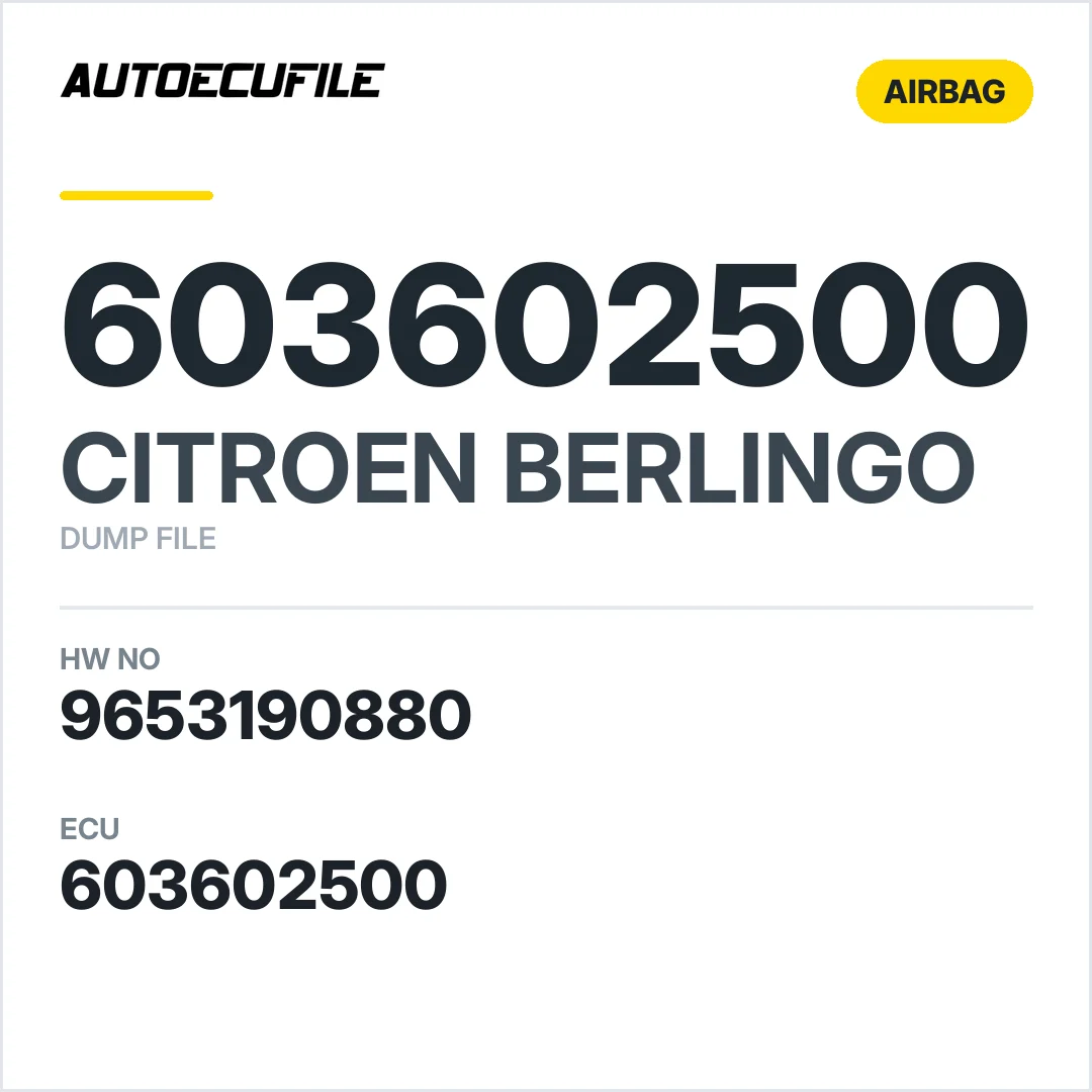 CITROEN BERLINGO AIRBAG 603602500 DUMP