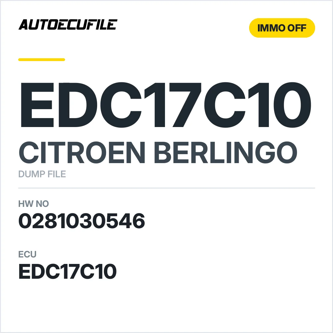 CITROEN BERLINGO EDC17C10 0281030546 IMMO OFF DUMP