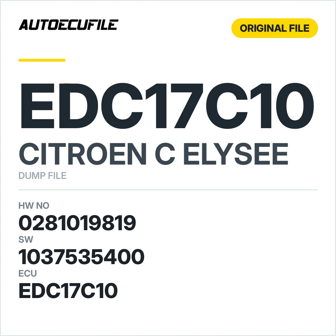 CITROEN C ELYSEE EDC17C10 0281019819 1037535400 DUMP