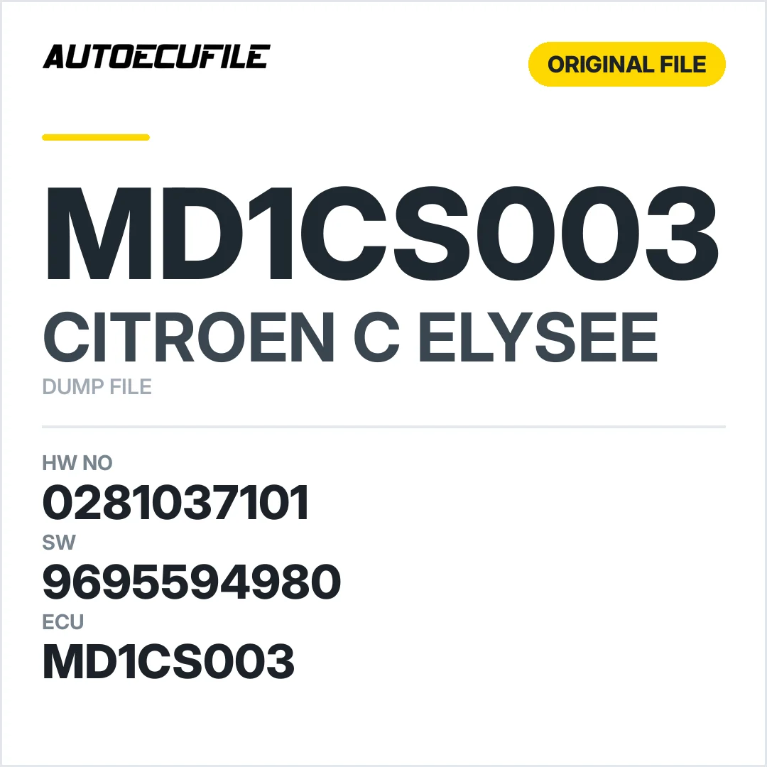 CITROEN C ELYSEE MD1CS003 0281037101 9695594980 10SW088006 DUMP