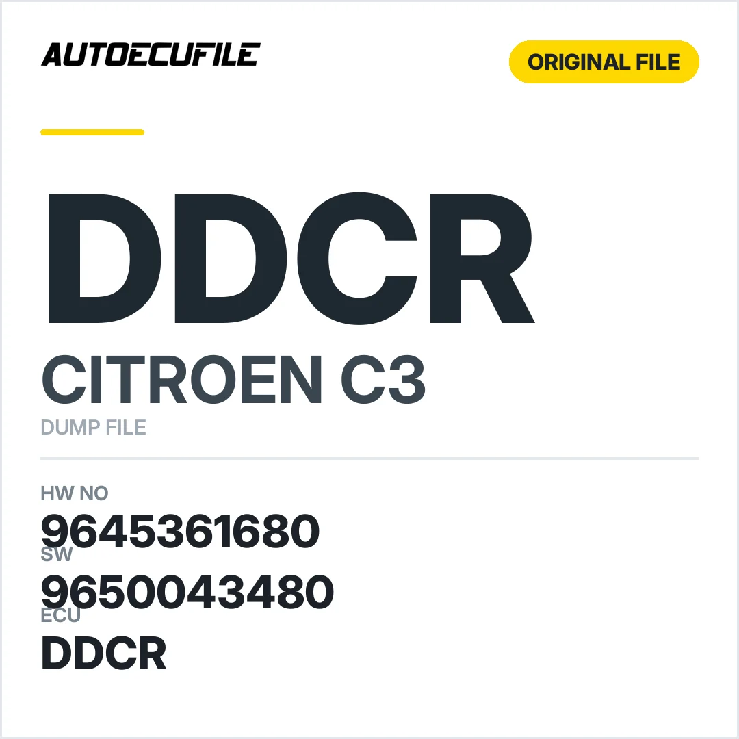 CITROEN C3 DDCR 9645361680 9650043480 DUMP