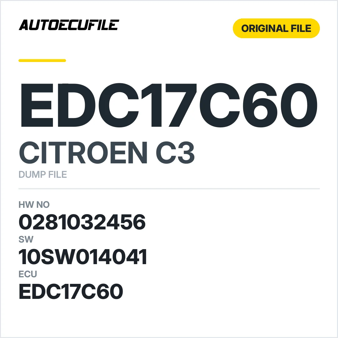 CITROEN C3 EDC17C60 0281032456 10SW014041 DUMP
