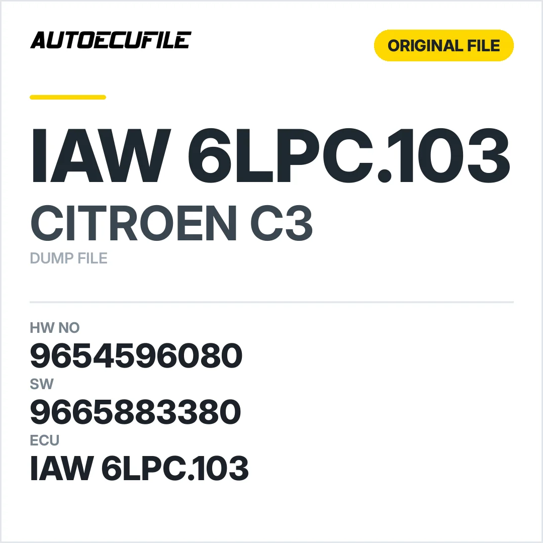 CITROEN C3 IAW 6LPC.103 9654596080 9665883380 DUMP