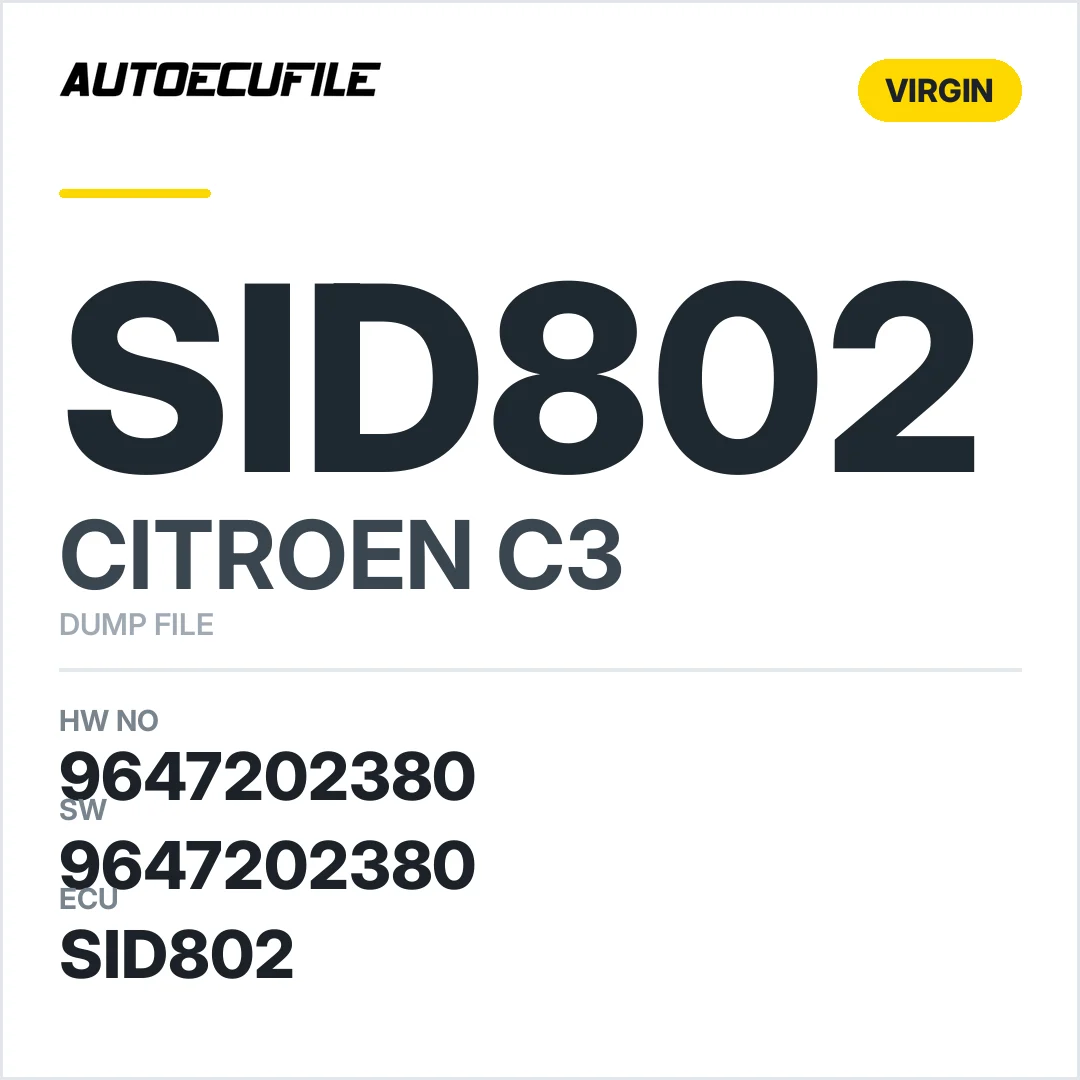 CITROEN C3 SID802 5WS40021F-T 9647202380 9647202380 VIRGIN  DUMP