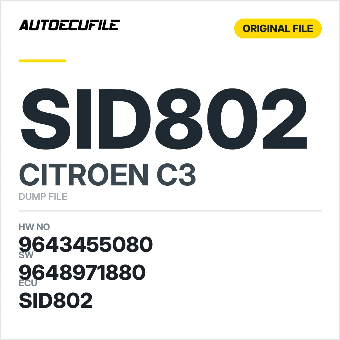 CITROEN C3 SID802 5WS40021L-T 9643455080  9648971880 DUMP