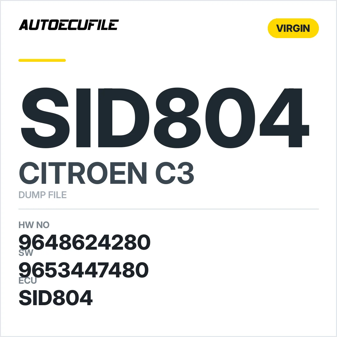 CITROEN C3 SID804 9648624280 9653447480 VIRGIN DUMP
