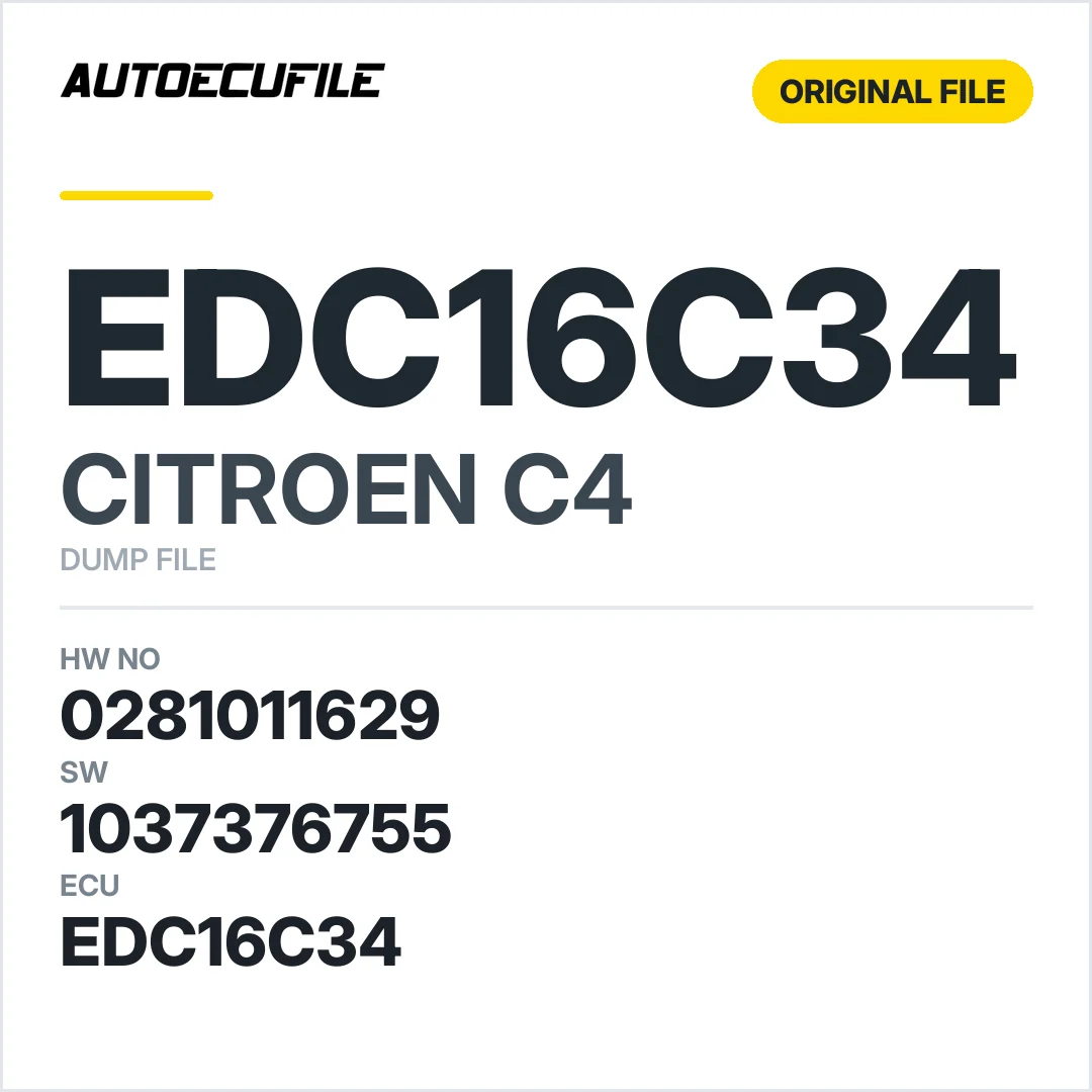 CITROEN C4 EDC16C34 0281011629 1037376755 DUMP