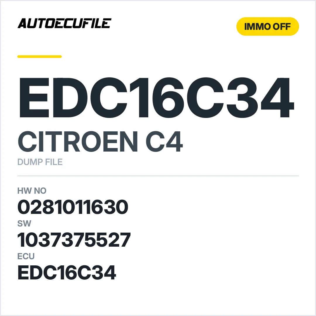 CITROEN C4 EDC16C34 0281011630 1037375527 IMMO OFF DUMP