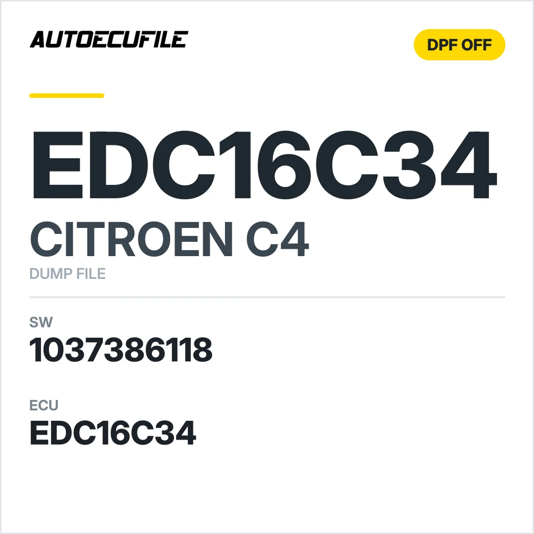 CITROEN C4 EDC16C34 1037386118 DPF EGR ESP OFF DUMP