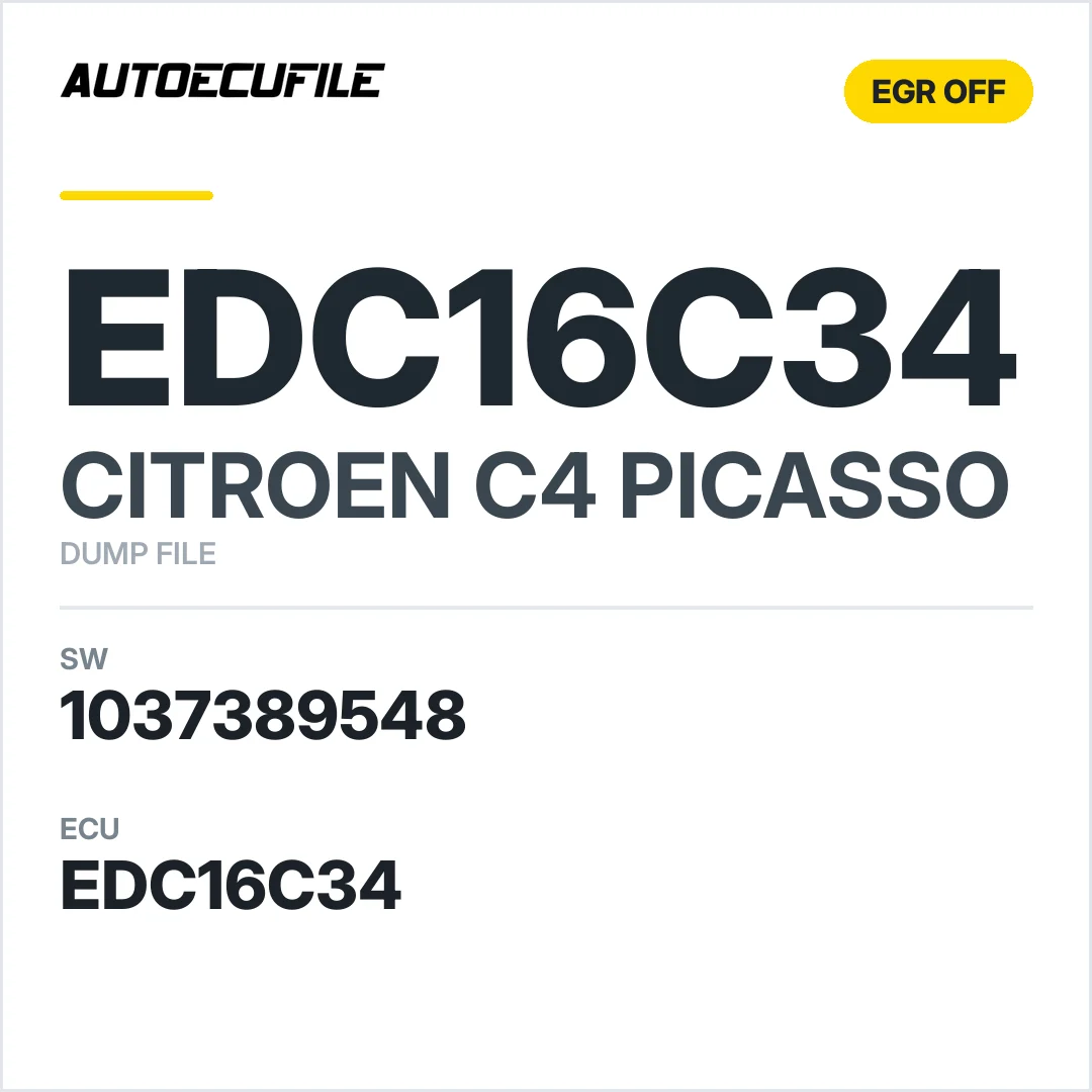 CITROEN C4 PICASSO EDC16C34 1037389548 EGR ESP OFF DUMP