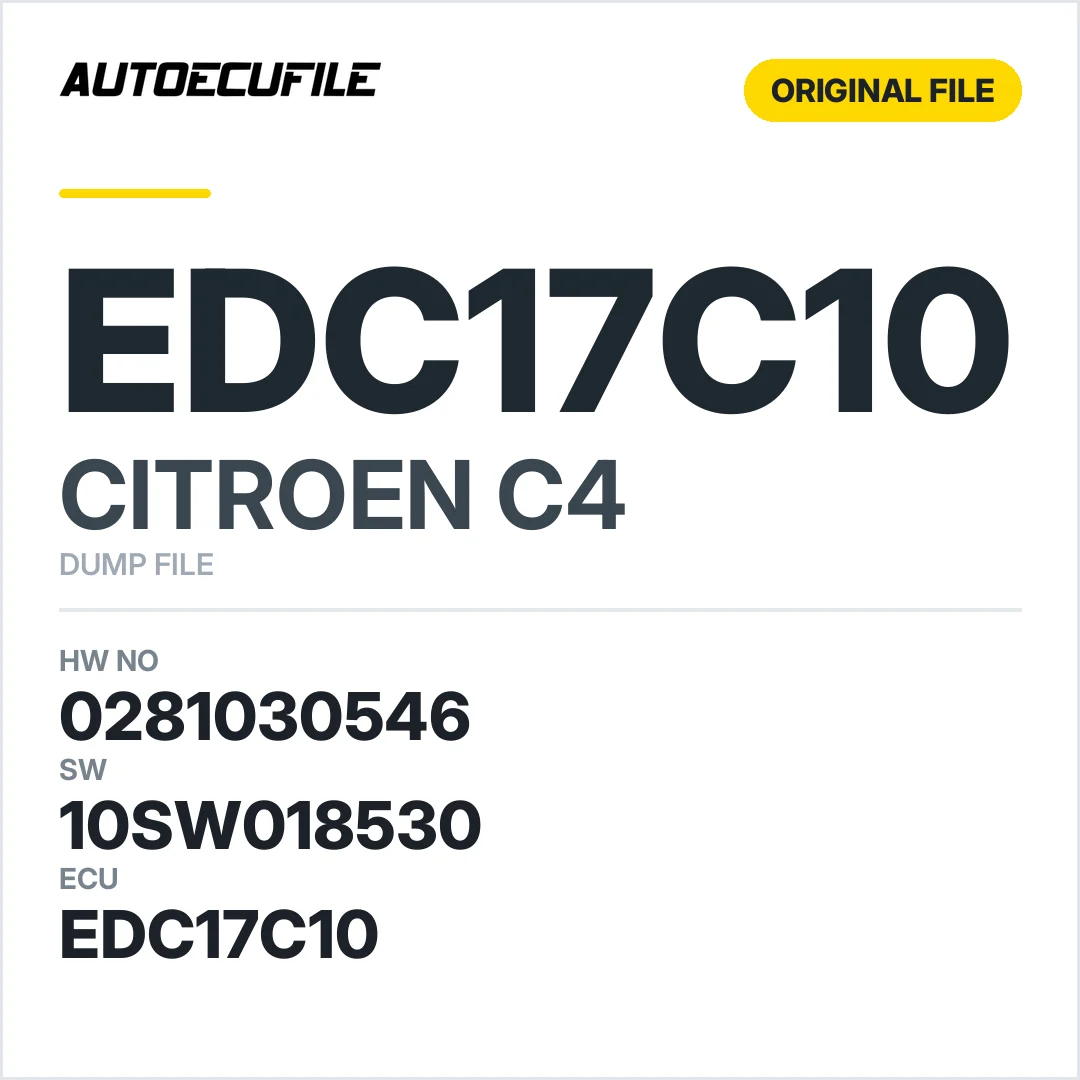 CITROEN C4 EDC17C10 0281030546 1037535539 10SW018530 DUMP