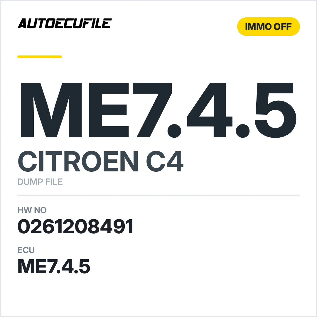 CITROEN C4 ME7.4.5 0261208491 IMMO OFF DUMP