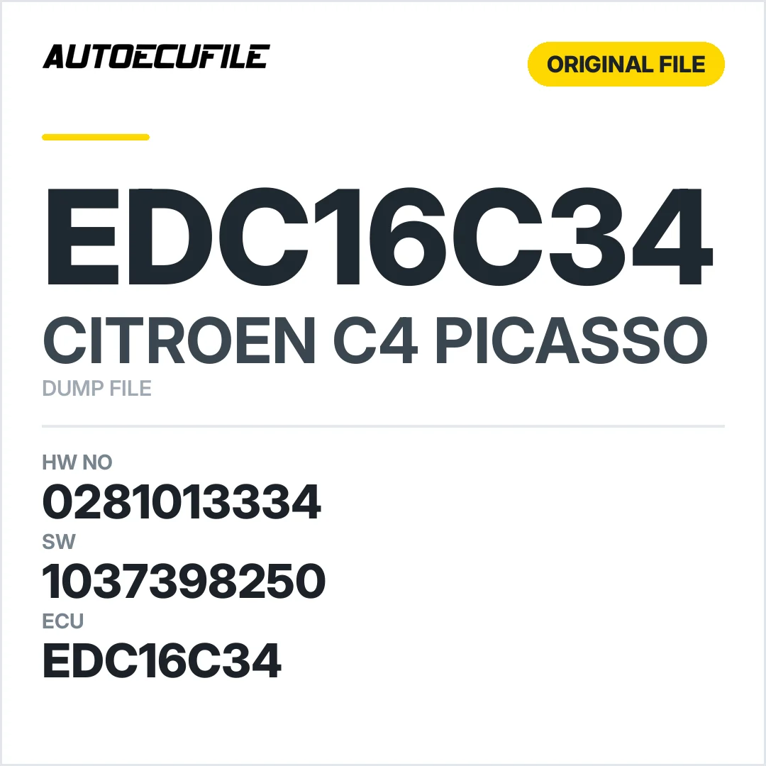 CITROEN C4 PICASSO EDC16C34 0281013334 1037398250 DUMP