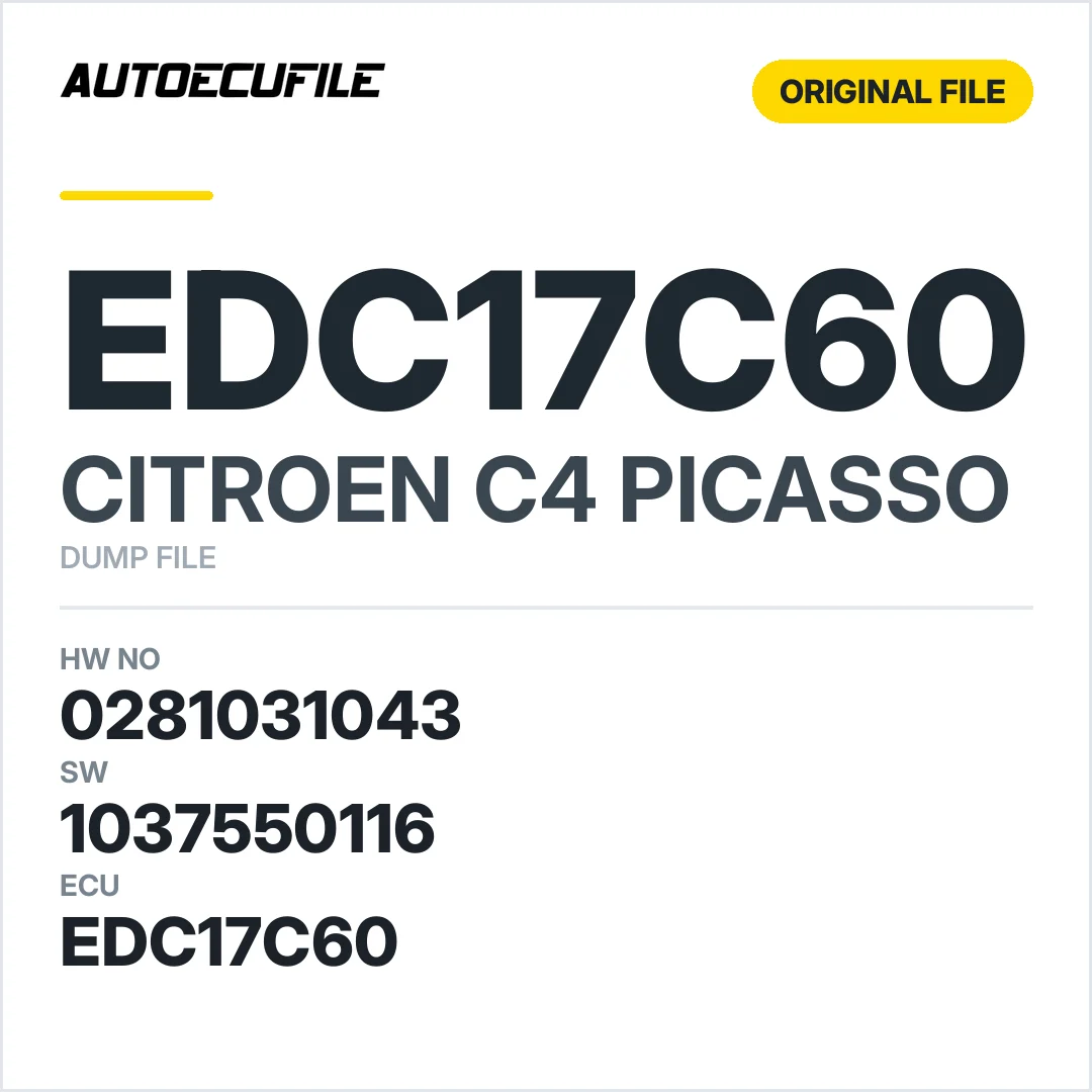 CITROEN C4 PICASSO EDC17C60 0281031043 1037550116 DUMP
