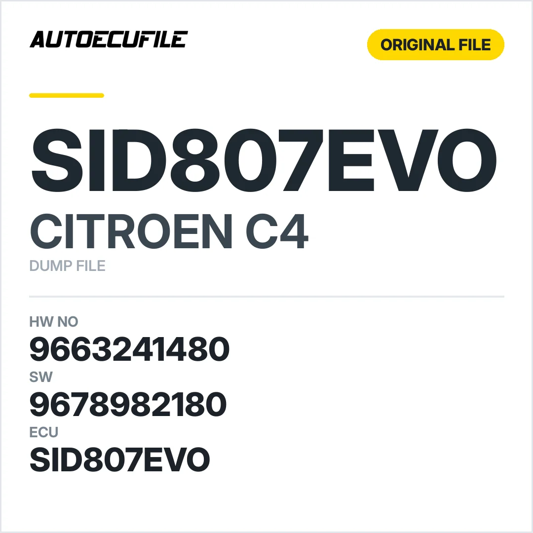 CITROEN C4 SID807EVO 9663241480 9678982180 DUMP