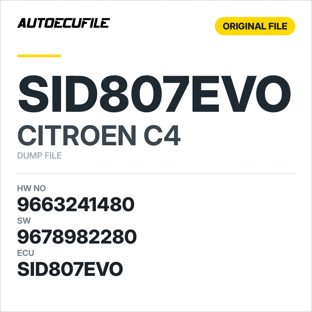 CITROEN C4 SID807EVO 9663241480 9678982280 DUMP