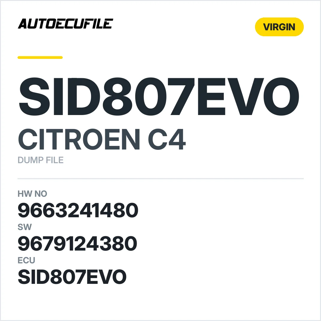CITROEN C4 SID807EVO 9663241480 9679124380 VIRGIN DUMP