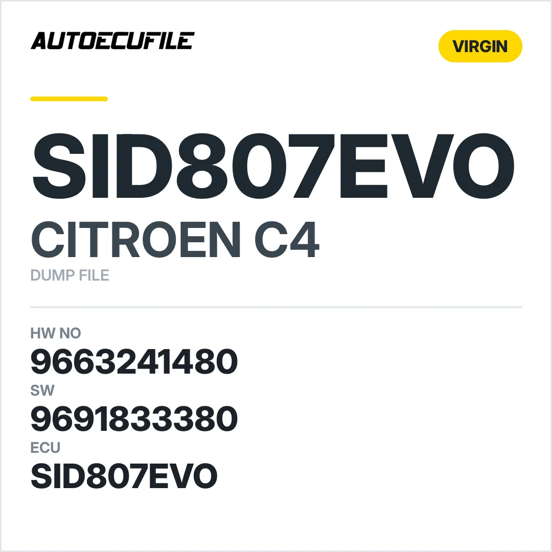 CITROEN C4 SID807EVO 9663241480 9691833380 DUMP