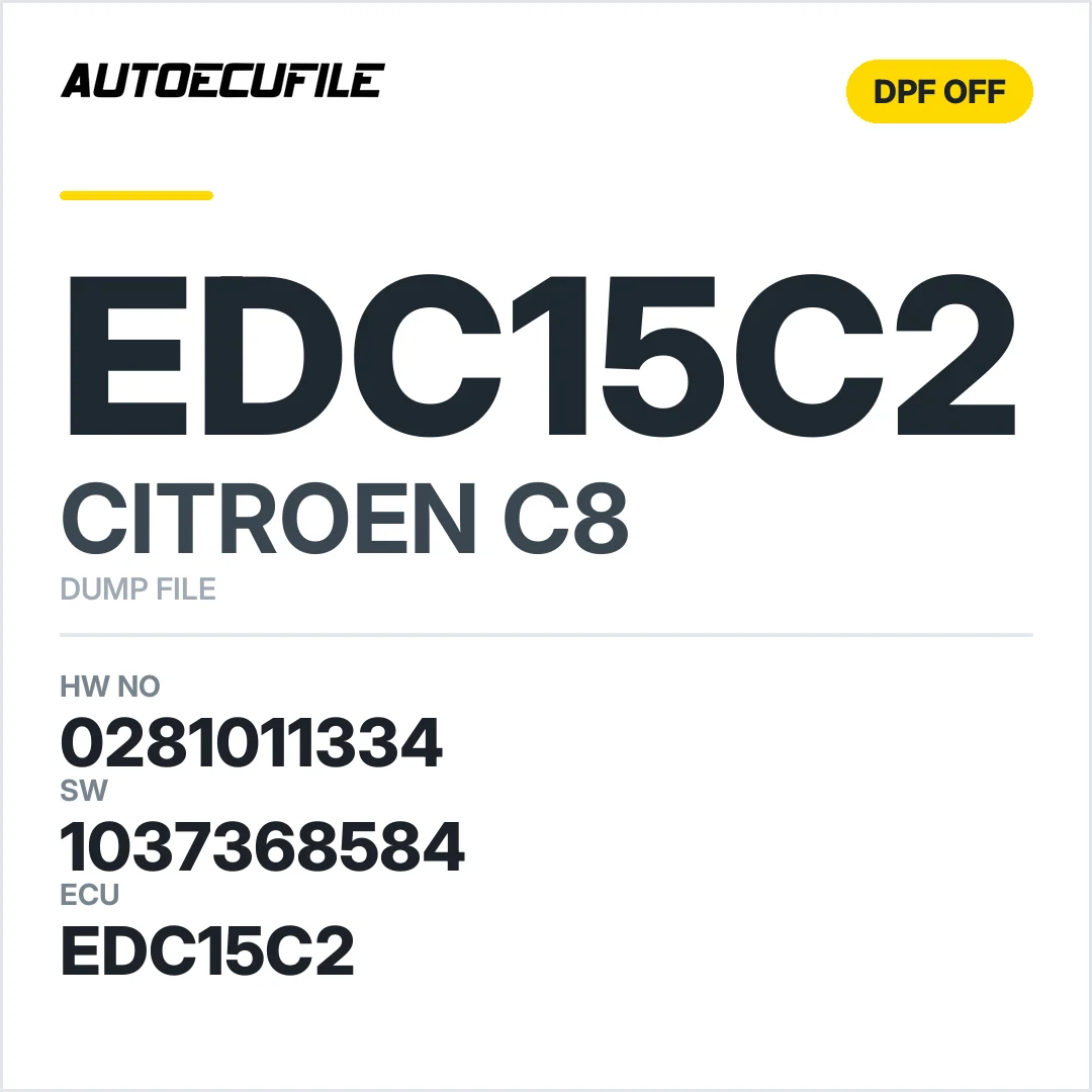 CITROEN C8 EDC15C2 0281011334 1037368584 DPF OFF DUMP