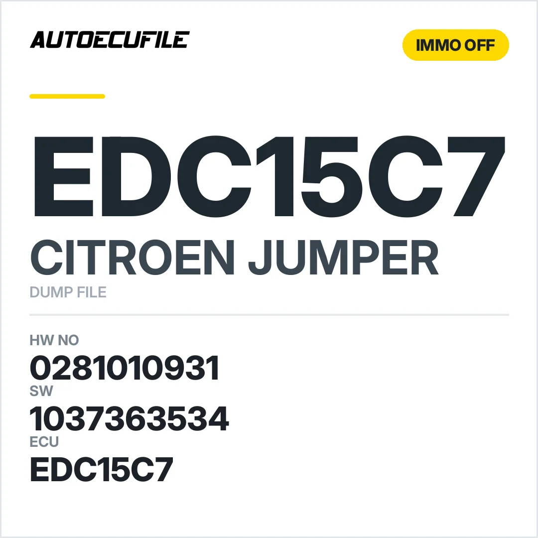 CITROEN JUMPER EDC15C7 0281010931 1037363534 IMMO OFF DUMP