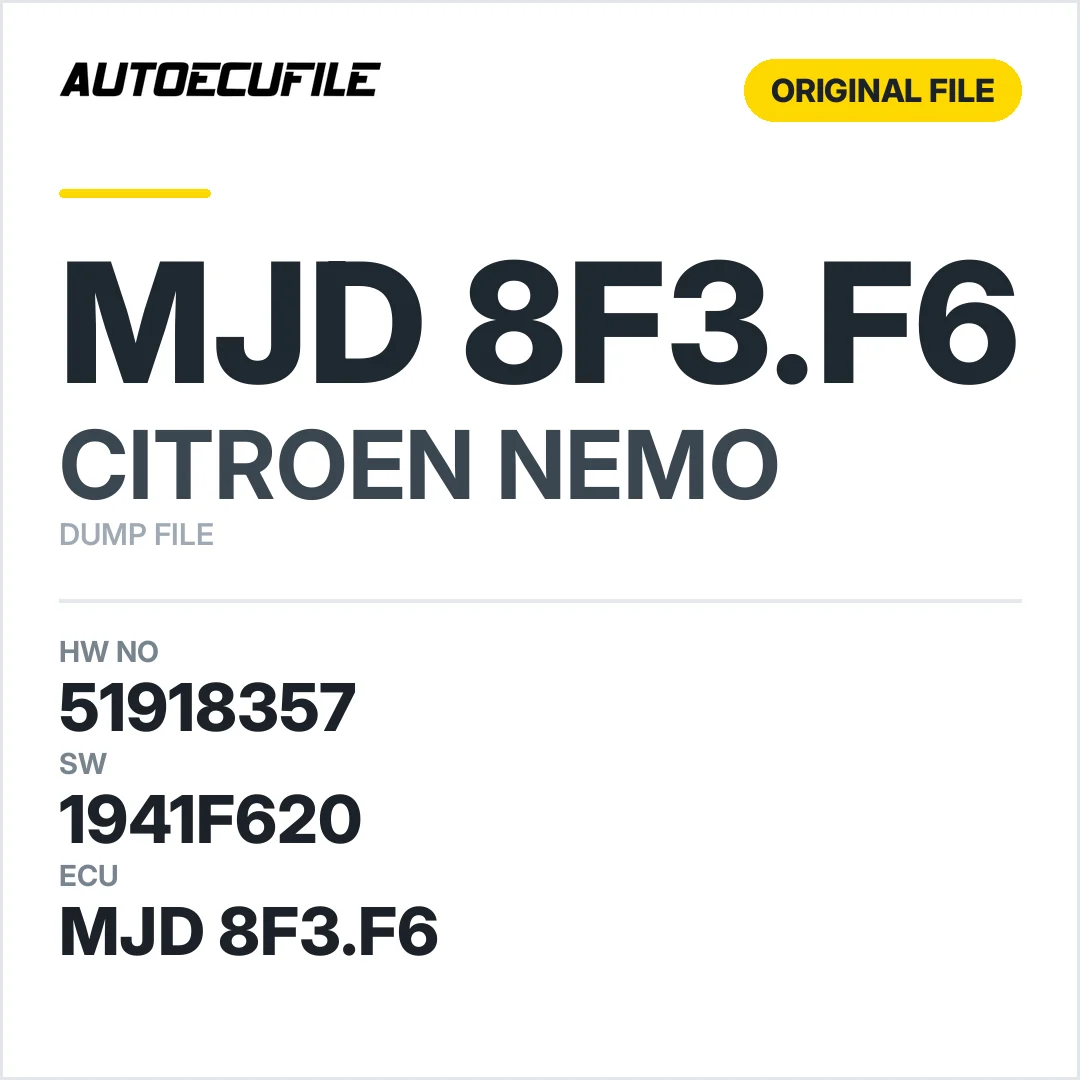 CITROEN NEMO MJD 8F3.F6 51918357 1941F620 DUMP