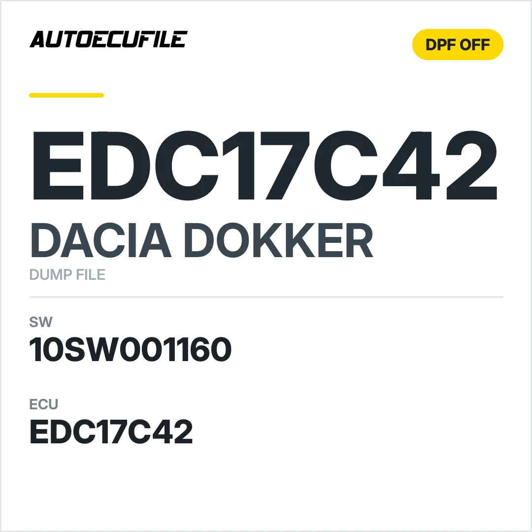 DACIA DOKKER EDC17C42 10SW001160 DPF EGR OFF DUMP