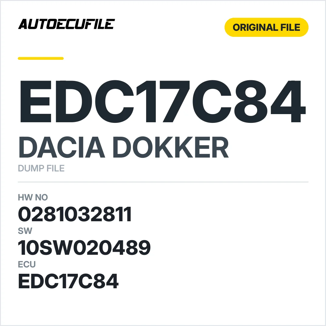 DACIA DOKKER EDC17C84 0281032811 10SW020489 DUMP